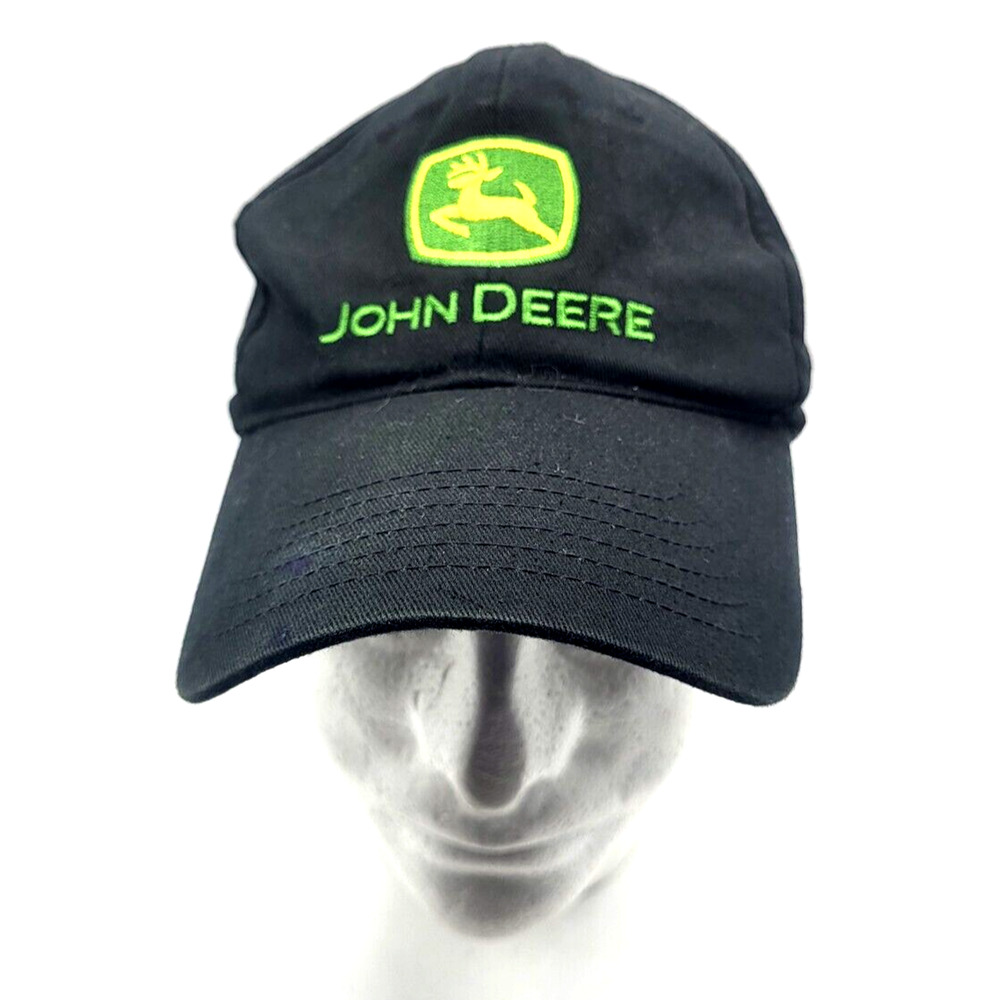 Genuine JOHN DEERE Ball Cap Black Cotton Logo Adult One Size Adjustable Snapback